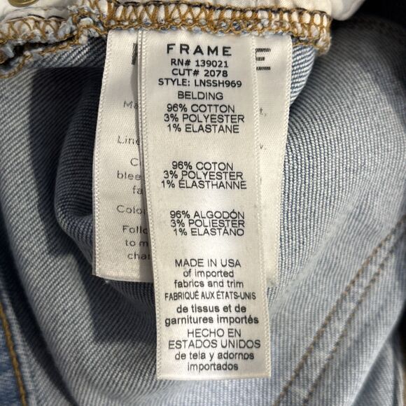 FRAME Jeans Size 27 Le Nouveau Straight Stiletto Hem Jeans Denim Distressed - Picture 15 of 16